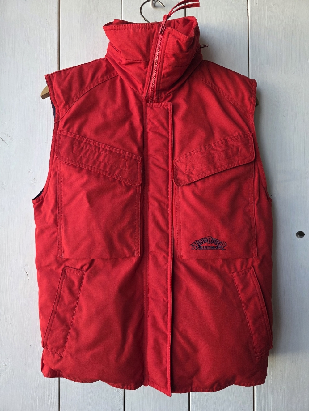 Wind River Outfitting Co. Hooded Goose Down Puffer Red Zip Up Vest Womens Small